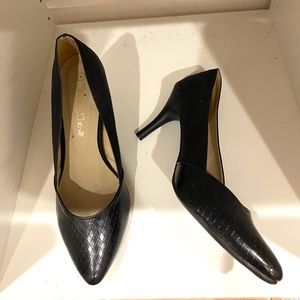 Black womens classic pointed toe shoes heels 6